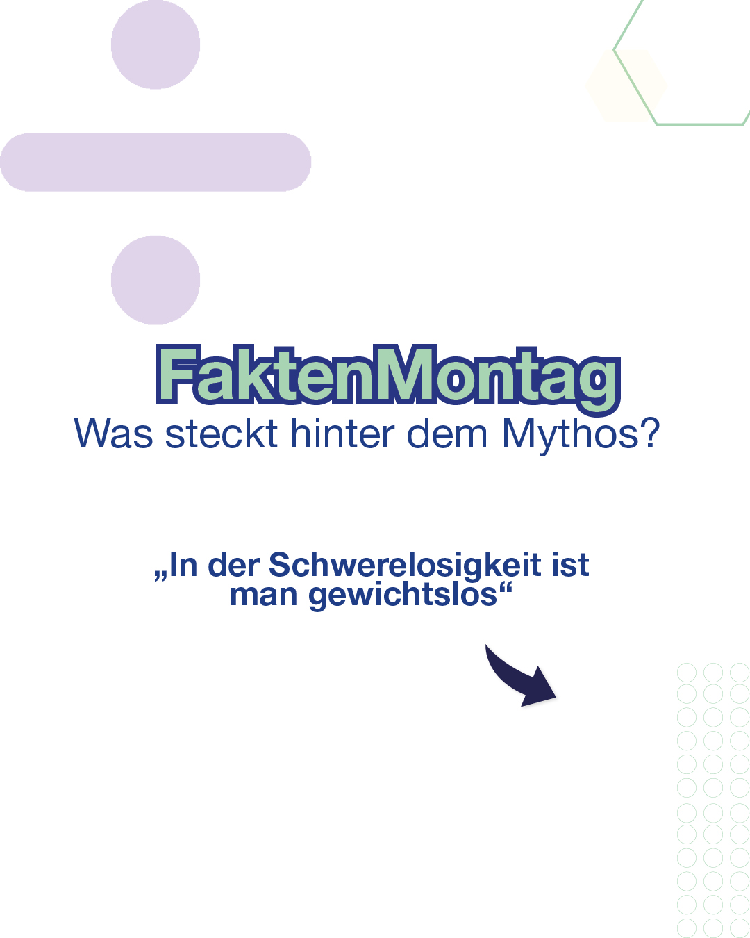 "Astronaut*innen sind schwerelos!" 👨‍🚀👩‍🚀⭐

Naja, fast richtig. Im Weltall 🛰 herrscht nicht "keine" Schwerkraft, sondern Astronaut*innen befinden sich in einer Art freiem Fall, die als Schwerelosigkeit empfunden wird. 

Was sind eure Lieblingsmythen aus der Physik? Schreibt es uns gerne in die Kommentare 👇

#casioeducation FAKTEN MONTAG