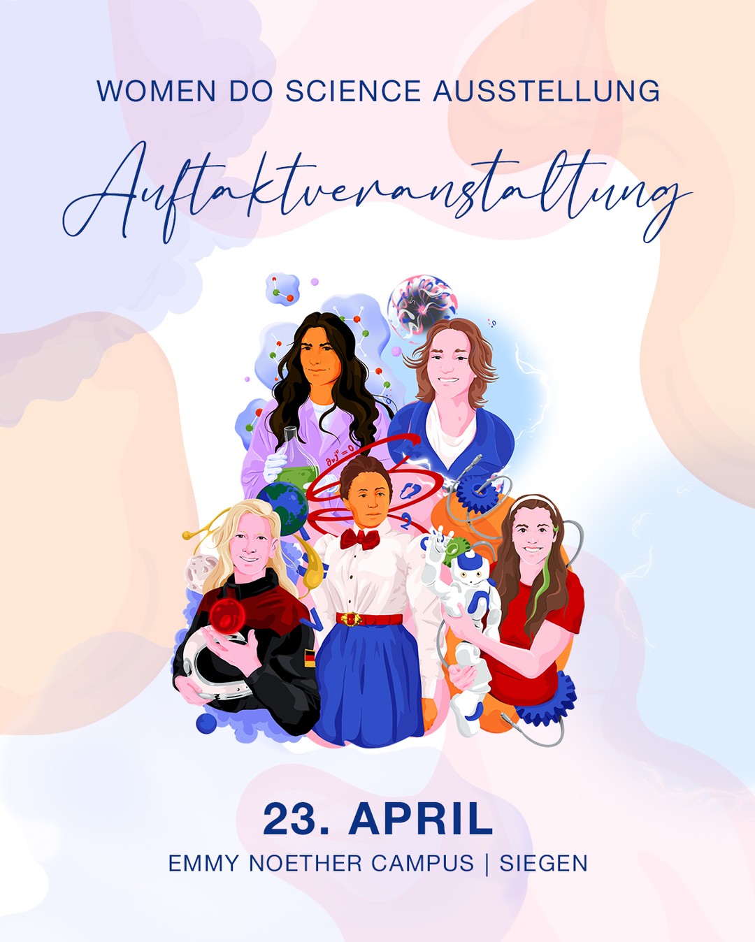 Deine Heldinnen der Wissenschaft live erleben 🔬✨ 

Am 23. April kannst du die Wissenschaftlerinnen Ida Hülsbusch @id.dusia und Dr. Carmen Köhler @astrocarmen live erleben. Sie geben spannende Einblicke in ihre Arbeit, erzählen über ihre eigenen Wege in die Wissenschaft und beantworten deine persönlichen Fragen.

Freu dich auf besondere Giveaways und einen exclusiven Malwettbewerb rund um deine eigene Heldin der Wissenschaft.

Emmy Noether Campus in Siegen
Auftaktveranstaltung: 23 April
Ausstellung: 23. April - 07. Mai, täglich von 7 - 18 Uhr

Egal ob du Schüler*innen, Student*innen oder einfach neugierig bist:
Komm vorbei und entdecke die MINT Welt aus einer neuen Perspektive 🚀

#MINT #WomenDoScience #Inspiration #Science #Zukunft