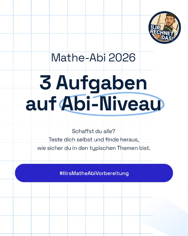 Das ist das Niveau, das dir im Mathe-Abi wirklich begegnen kann 👇

Mehrstufige Aufgaben, bei denen du nicht nur rechnen, sondern auch verstehen und begründen musst.

👉 Wenn du hier noch unsicher bist: solltest du genau daran noch arbeiten.

💬 Wie viele Aufgaben hast du komplett geschafft?

#MatheAbi #Abi2026 #Analysis #Stochastik #Geometrie #Mathelernen #IlirRechnetDas