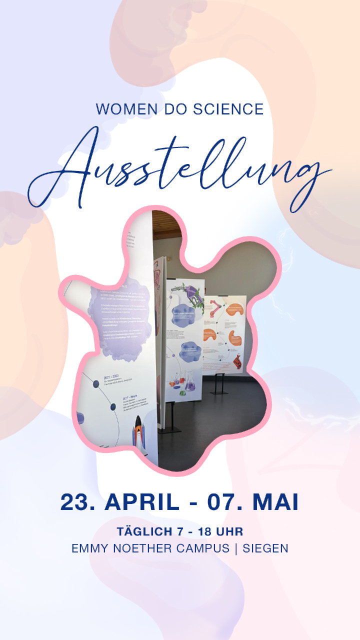 Nur noch 1 Woche ⏳
Du hast noch bis zum 7. Mai Zeit, die Women do Science Ausstellung in Siegen zu besuchen und inspirierende Wissenschaftlerinnen kennenzulernen.

Vor Ort kannst du auch beim Malwettbewerb mitmachen 🎨
Hier sind Schüler*innen eingeladen, ihre persönlichen Heldinnen der Wissenschaft sichtbar zu machen.
In der Ausstellung siehst du schon erste Ergebnisse: Kinder aus Spanien haben zum Beispiel ihr Vorbild Emmy Noether gemalt.

Lass dich mitnehmen, entdecke ihre Geschichten und vielleicht auch deinen eigenen Weg in die Welt der Naturwissenschaften ✨
📍 Emmy Noether Campus in Siegen, Raum ENC-A012
⏰ täglich von 7 bis 18 Uhr

#womendoscience #mint #bildung #inspiration #zukunft
