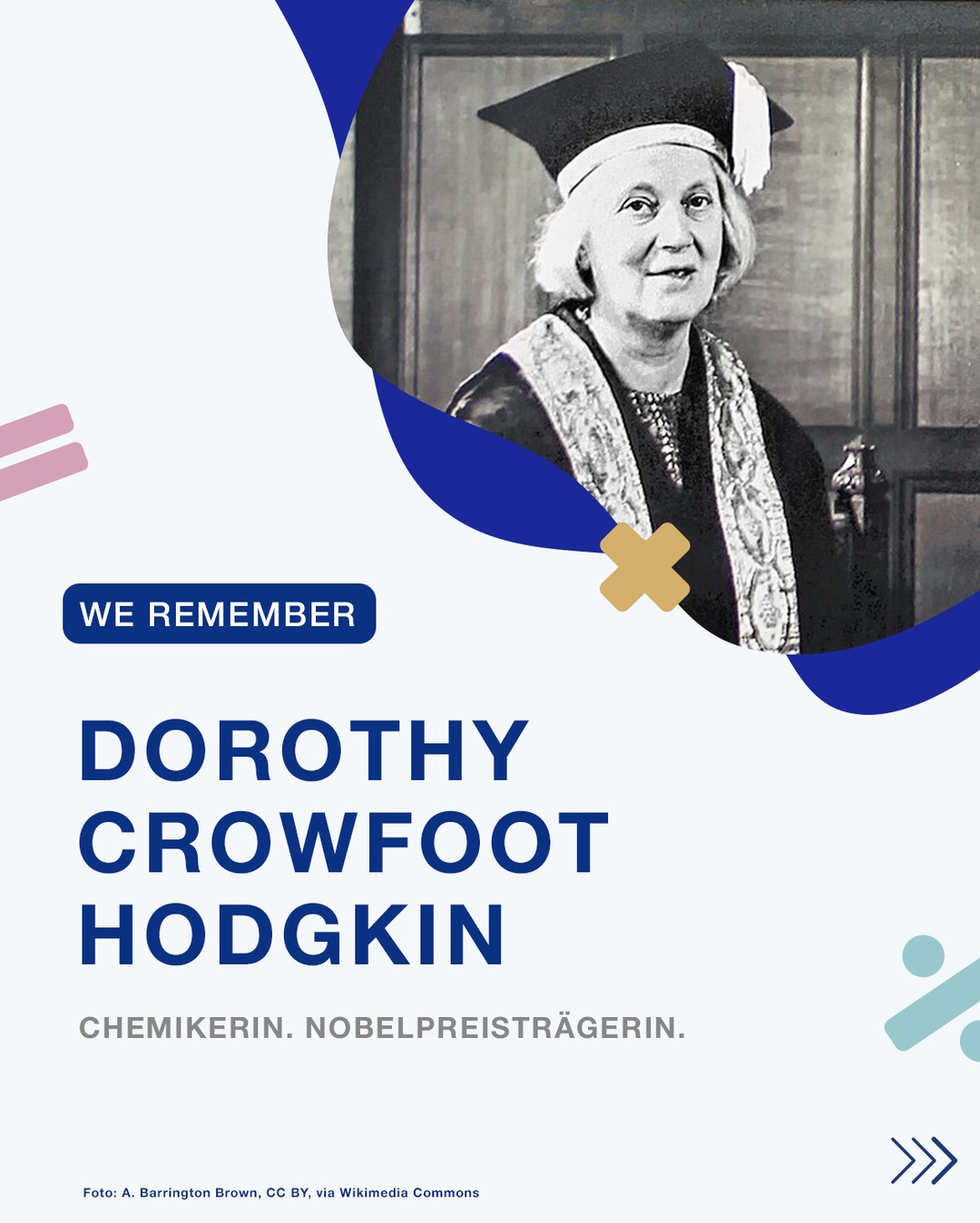 Dorothy Hodgkin hat sichtbar gemacht, was vorher unsichtbar war 🔬

Heute, an ihrem Geburtstag, erinnern wir an eine Wissenschaftlerin, die die Medizin bis heute prägt.

Und das trotz einer chronischen Erkrankung, die ihre Arbeit täglich erschwert hat.

Ihre Geschichte zeigt:
Wissenschaft braucht keine perfekten Voraussetzungen, sondern Neugier, Mut und Durchhaltevermögen.

Ein Vorbild, das wir sichtbar machen sollten 💜

Foto: https://commons.wikimedia.org/wiki/File:Professor_Dorothy_Hodgkin.jpg

#womendoscience #chemie #inklusion #bildung #mint