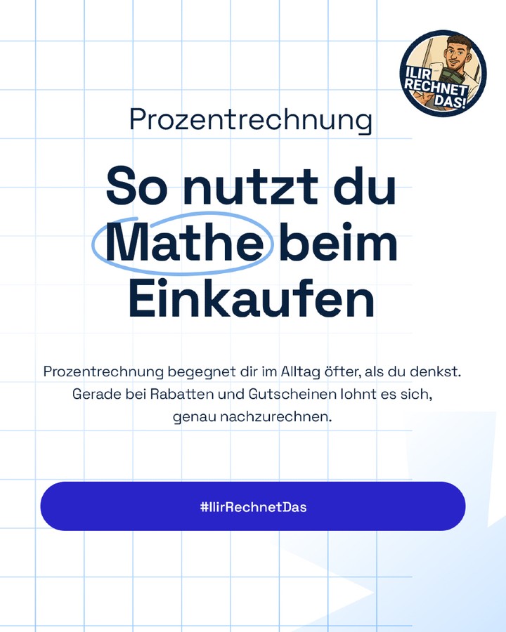 Mathe ist nicht nur Theorie – du nutzt sie jeden Tag, oft ohne es zu merken.

Gerade bei Rabatten, Preisen oder Angeboten kann ein kurzer Rechenweg dir helfen, den Überblick zu behalten.

👉 Wer im Kopf rechnet, trifft oft die besseren Entscheidungen.

💬 Rechnest du sowas im Kopf oder eher mit dem Handy?

#MatheImAlltag #Prozentrechnung #Mathelernen #Alltagsmathe #IlirRechnetDas
