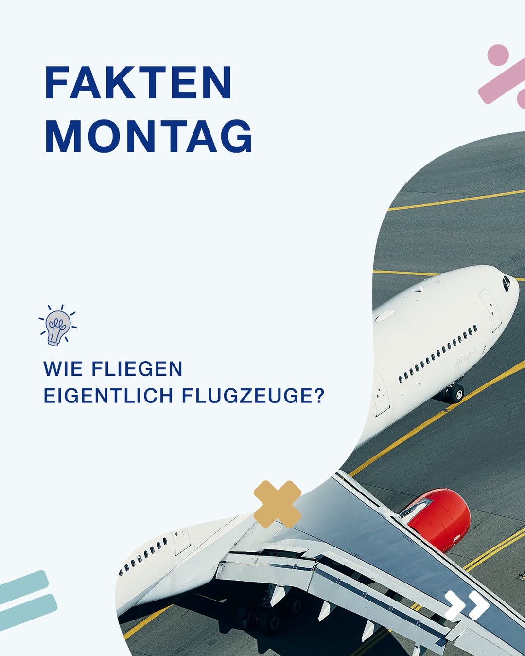 Sie lassen uns fliegen wie die Vögel! ✈️
Dahinter steckt das Zusammenspiel von Auftrieb, Gewichtskraft, Schub und Luftwiderstand.
Besonders wichtig sind die Tragflächen: Durch ihre Form und die vorbeiströmende Luft entsteht Auftrieb, der das Flugzeug nach oben bewegt.

Damit ein Flugzeug gleichmäßig fliegt, müssen all diese Kräfte zusammenspielen.

Welches Alltagsphänomen würdest du gerne mal im Unterricht testen?
✈️ Warum fliegt ein Flugzeug?
🌈 Wie entsteht ein Regenbogen?
🧊 Warum schwimmt Eis auf Wasser?
Schreib den passenden Emoji in die Kommentare!

#Faktenmontag #Physik #Flugzeug #Naturwissenschaften #Wissen